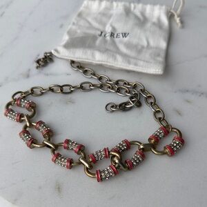 J. Crew Gold Necklace with Coral and Crystal Accents